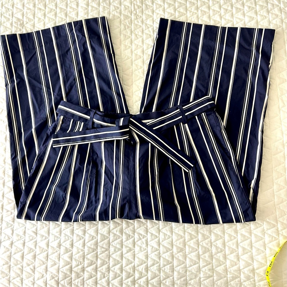 J CREW striped crop culottes style pants size 14 NWT